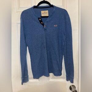 Hollister Navy Blue Long Sleeve Henley Shirt Mens Size Small